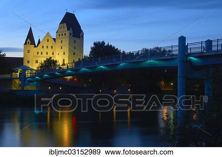 Stock Photo - "Neues Schloss castle, Danube river, Ingolstadt, Upper Bavaria, Bavaria, Germany, Europe". Fotosearch