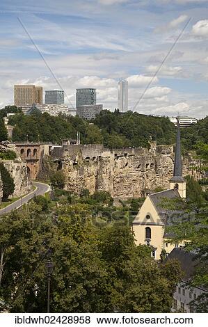 "Neumuenster Abbey and casemates, Grund district, the skyscrapers of the Kirchberg Plateau at the back, lower town, Luxembourg city, Luxembourg, Europe, PublicGround, Europe" View Large Photo Image Stock Photo - "Neumuenster Abbey and casemates, Grund district, the skyscrapers of the Kirchberg Plateau at the back, lower town, Luxembourg city, Luxembourg, Europe, PublicGround, Europe". Fotosearch