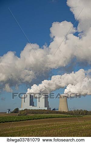 Stock Photo - "Neurath power plant, operated by RWE Power AG, lignite-fired baseload power plant, Grevenbroich-Neurath, North Rhine-Westphalia, Germany, Europe". Fotosearch