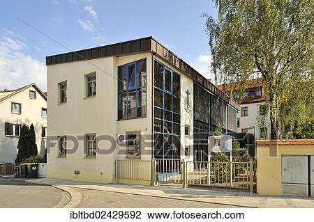Stock Image - "New Apostolic Church, Freiberg, Saxony, Germany, Europe, PublicGround, Europe". Fotosearch