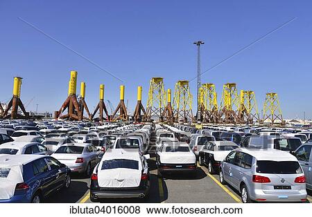 "New cars, components for offshore wind turbines in the back, port, Bremerhaven, Bremen, Germany, Europe" View Large Photo Image Stock Photo - "New cars, components for offshore wind turbines in the back, port, Bremerhaven, Bremen, Germany, Europe". Fotosearch