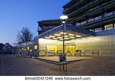 New city library in the town hall in the evening, Rheinfelden - Baden, Baden-Wuerttemberg, Germany, Europe View Large Photo Image Stock Photograph - New city library in the town hall in the evening, Rheinfelden - Baden, Baden-Wuerttemberg, Germany, Europe. Fotosearch