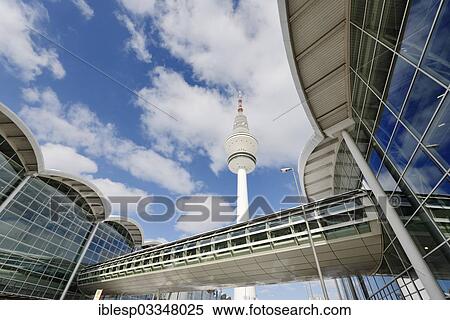"New exhibition halls in Hamburg Messe trade fairgrounds and Heinrich Hertz Tower, Telemichel, TV Tower, St. Pauli, Hamburg, Hamburg, Germany, Europe" View Large Photo Image Stock Photography - "New exhibition halls in Hamburg Messe trade fairgrounds and Heinrich Hertz Tower, Telemichel, TV Tower, St. Pauli, Hamburg, Hamburg, Germany, Europe". Fotosearch