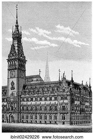 "New Town Hall in Hamburg, illustration from Meyers Konversationslexikon, a German encyclopedia, 1897" View Large Photo Image Stock Photograph - "New Town Hall in Hamburg, illustration from Meyers Konversationslexikon, a German encyclopedia, 1897". Fotosearch