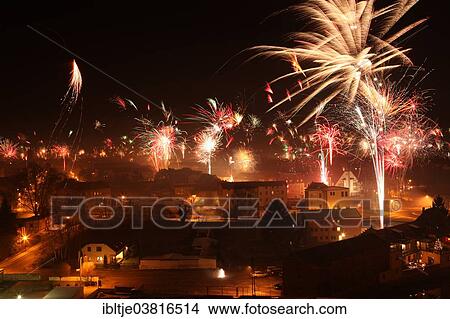 "New Year's Eve fireworks, Eilenburg, Saxony, Germany, Europe" View Large Photo Image Picture - "New Year's Eve fireworks, Eilenburg, Saxony, Germany, Europe". Fotosearch