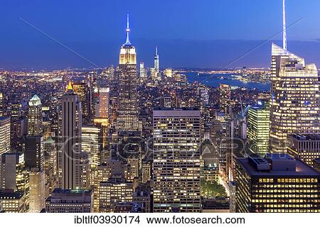 "New York at dusk, blue hour with the Empire State Building, New York City, New York, United States, North America" View Large Photo Image Picture - "New York at dusk, blue hour with the Empire State Building, New York City, New York, United States, North America". Fotosearch
