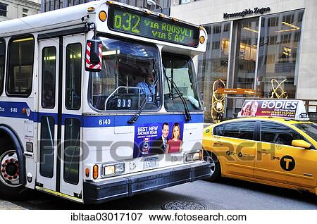 Stock Photo - "New York City Public Transportation Bus, Manhattan, New York City, New York, United States, North America". Fotosearch