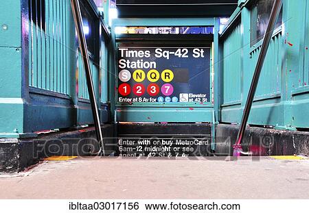 "New York City subway entry, 42nd Street, Times Square, Manhattan, New York City, New York, United States, North America" View Large Photo Image Stock Photograph - "New York City subway entry, 42nd Street, Times Square, Manhattan, New York City, New York, United States, North America". Fotosearch
