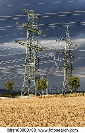 "Newly erected high-voltage pylons of the South-West Interconnector of the transmission system operator 50 Hertz, Monchenholzhausen, Thuringia, Germany, Europe" View Large Photo Image Stock Photo - "Newly erected high-voltage pylons of the South-West Interconnector of the transmission system operator 50 Hertz, Monchenholzhausen, Thuringia, Germany, Europe". Fotosearch