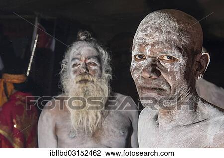 Stock Image - "Newly initiated Shiva sadhus from Avahan Akhara, during Kumbha Mela festival, Allahabad, Uttar Pradesh, India, Asia". Fotosearch