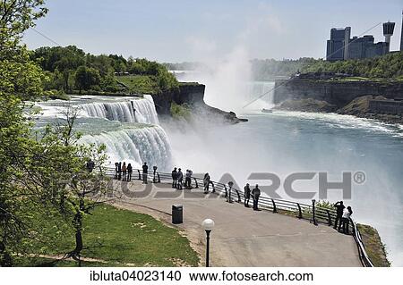 Stock Image - "Niagara Falls, Niagara Falls, on the border between the US State of New York and Ontario, Canada, North America". Fotosearch