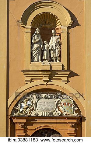 "Niche with statues of Mary, Jesus and Joseph above the West Portal, Studienkirche or Church of St. Joseph, Burghausen, Upper Bavaria, Bavaria, Germany, Europe" View Large Photo Image Stock Image - "Niche with statues of Mary, Jesus and Joseph above the West Portal, Studienkirche or Church of St. Joseph, Burghausen, Upper Bavaria, Bavaria, Germany, Europe". Fotosearch
