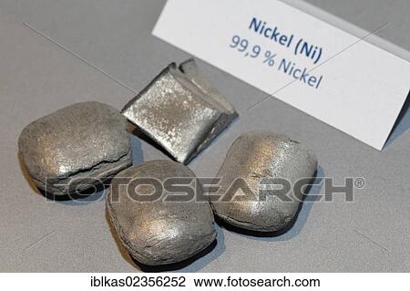 Stock Image - "Nickel, Ni, an alloying element for steelmaking, IdeenPark 2012, Essen, Ruhr area, North Rhine-Westphalia, Germany, Europe". Fotosearch