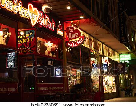"Night clubs and bars on the Reeperbahn, a street in Hamburg's red-light district, at night, St. Pauli, Hamburg, Germany, Europe" View Large Photo Image Stock Image - "Night clubs and bars on the Reeperbahn, a street in Hamburg's red-light district, at night, St. Pauli, Hamburg, Germany, Europe". Fotosearch
