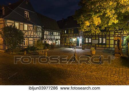 "Night mood, old town with half-timbered houses, Eltville am Rhein, Rheingau, Hesse, Germany,, Europe" View Large Photo Image Stock Photograph - "Night mood, old town with half-timbered houses, Eltville am Rhein, Rheingau, Hesse, Germany,, Europe". Fotosearch