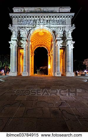 "Night scene, Arco della Vittoria triumphal arch Piazza della Vittoria, Genoa, Liguria, Italy, Europe" View Large Photo Image Stock Photography - "Night scene, Arco della Vittoria triumphal arch Piazza della Vittoria, Genoa, Liguria, Italy, Europe". Fotosearch