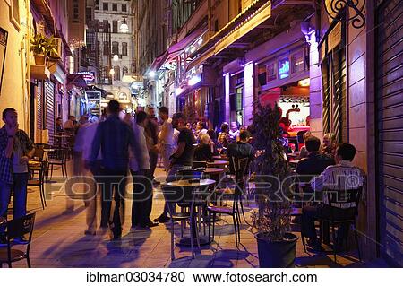 Stock Image - "Nightlife in the alley Balo Sokak, Beyoglu, Istanbul, European side, Istanbul Province, Turkey, European side, Europe". Fotosearch