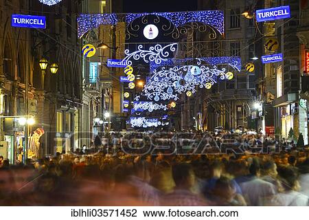 "Nightlife on Istiklal Street or Istiklal Caddesi, a shopping street and pedestrian zone, Beyoglu, Istanbul, European side, Istanbul Province, Turkey, European side, Europe" View Large Photo Image Stock Image - "Nightlife on Istiklal Street or Istiklal Caddesi, a shopping street and pedestrian zone, Beyoglu, Istanbul, European side, Istanbul Province, Turkey, European side, Europe". Fotosearch