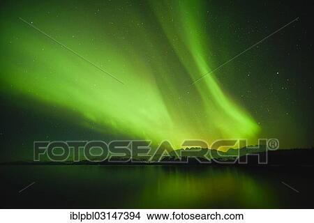 Picture - "Northern lights, Aurora Borealis, College Fjord, Prince William Sound, Alaska, Anchorage, Alaska, United States, North America". Fotosearch