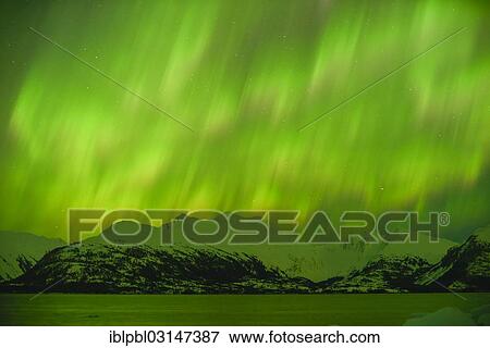 Stock Photo - "Northern lights, Aurora Borealis, College Fjord, Prince William Sound, Alaska, Anchorage, Alaska, United States, North America". Fotosearch
