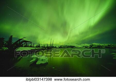 Stock Photo - "Northern lights, Aurora Borealis, College Fjord, Prince William Sound, Alaska, Anchorage, Alaska, United States, North America". Fotosearch