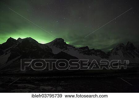 "Northern lights, mountains, Horn Mountain, Hofn i Hornafiroi, Iceland, Europe" View Large Photo Image Stock Photo - "Northern lights, mountains, Horn Mountain, Hofn i Hornafiroi, Iceland, Europe". Fotosearch