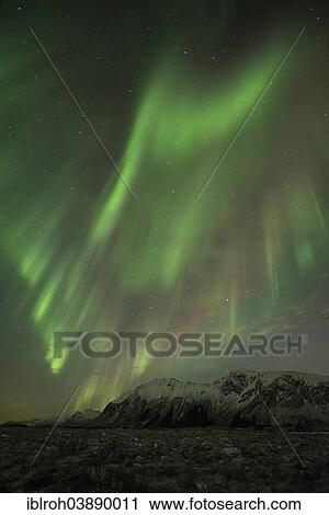 Stock Image - "Northern Lights or Aurora Borealis, Lofoten, Norway, Europe". Fotosearch