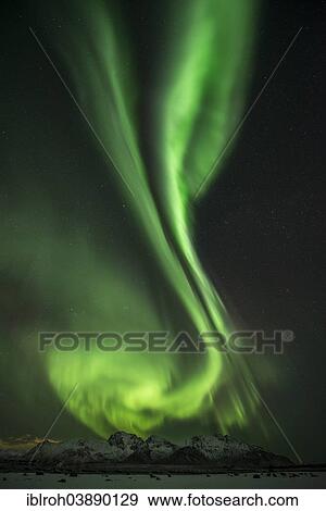 Stock Photo - "Northern lights or aurora borealis, Gimsoy, Lofoten, Norway, Europe". Fotosearch