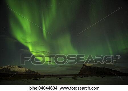 "Northern Lights, Vinje, Lofoten, Norway, Europe" View Large Photo Image Picture - "Northern Lights, Vinje, Lofoten, Norway, Europe". Fotosearch