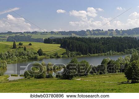 Stock Photograph - "Northern shore of Rottachspeicher reservoir, Rottachsee Lake, Upper Allgau, Swabia, Bavaria, Germany, Europe". Fotosearch