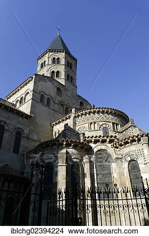 Picture - "Notre-Dame-du-Port de Clermont-Ferrand basilica, apse detail, Puy de Dome, Auvergne, France, Europe". Fotosearch