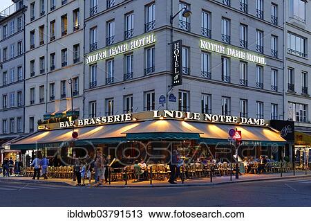 "Notre-Dame Hotel, bar, brasserie, at dusk, Paris, Ile-de-France, France, Europe" View Large Photo Image Stock Image - "Notre-Dame Hotel, bar, brasserie, at dusk, Paris, Ile-de-France, France, Europe". Fotosearch