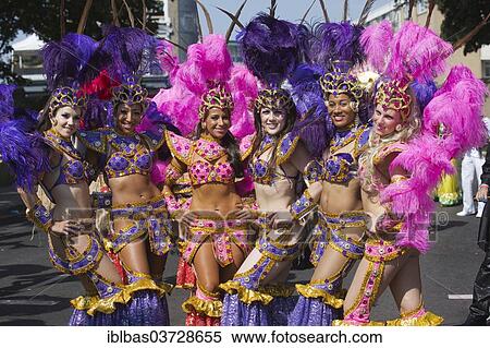 "Notting Hill Carnival, costumed members of the Paraiso School of Samba on parade, Notting Hill, London, London region, England, United Kingdom, Europe" View Large Photo Image Stock Photography - "Notting Hill Carnival, costumed members of the Paraiso School of Samba on parade, Notting Hill, London, London region, England, United Kingdom, Europe". Fotosearch