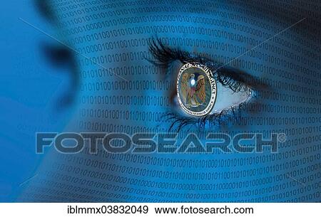 NSA logo in a woman's eye and binary code View Large Photo Image Stock Photo - NSA logo in a woman's eye and binary code. Fotosearch