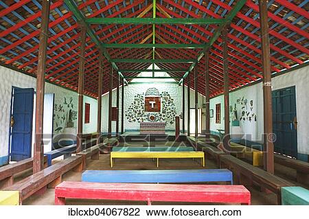 Stock Image - "Nuestra Senora de Solentiname church, Ernesto Cardenal worked as a priest here, El Mancarron, Solentiname archipelago, Rio San Juan, Nicaragua, North America". Fotosearch