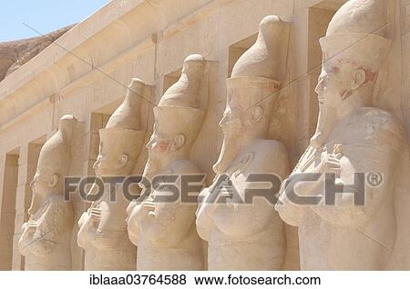 "Numerous statues of Queen Hatshepsut, Mortuary Temple of Queen Hatshepsut, Luxor Temple Complex, UNESCO World Heritage site, Thebes, Luxor, Luxor Governorate, Egypt, Africa" View Large Photo Image Stock Photo - "Numerous statues of Queen Hatshepsut, Mortuary Temple of Queen Hatshepsut, Luxor Temple Complex, UNESCO World Heritage site, Thebes, Luxor, Luxor Governorate, Egypt, Africa". Fotosearch