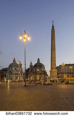 Stock Image - "Obelisk in Piazza del Popolo, Rome, Lazio, Italy, Europe". Fotosearch