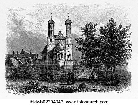 Stock Image - "Oberaltaich, Lower Bavaria, Bavaria, Germany, Europe, drawn by Jagendeubel, steel-engraved by J. G. Poppel, steel engraving from the book Das Koenigreich Bayern, 1840 - 1854, Europe". Fotosearch