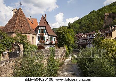 "Oberhof Chapel and half-timbered houses on the river Weiss, Kaysersberg, Alsace, France, Europe" View Large Photo Image Stock Photograph - "Oberhof Chapel and half-timbered houses on the river Weiss, Kaysersberg, Alsace, France, Europe". Fotosearch