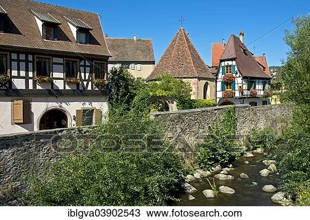 Stock Image - "Oberhof Chapel on the Weiss River, Kaysersberg, Alsace, France, Europe". Fotosearch