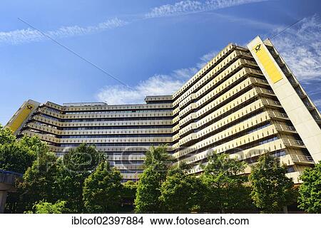 Picture - "Oberpostdirektion postal administration on Ueberseering in the City Nord quarter, Winterhude, Hamburg, Germany, Europe". Fotosearch