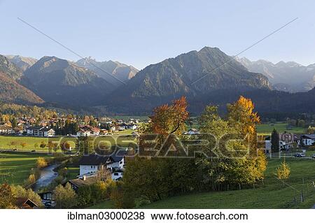 Stock Photo - "Oberstdorf with Himmelschrofen mountain, Illertal valley, Allgaeu Alps, Oberstdorf, Oberallgau, Allgau, Swabia, Bavaria, Germany, Europe". Fotosearch