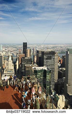 Stock Image - "Observation deck of the Rockefeller Center, Manhattan, New York City, New York, United States, North America". Fotosearch