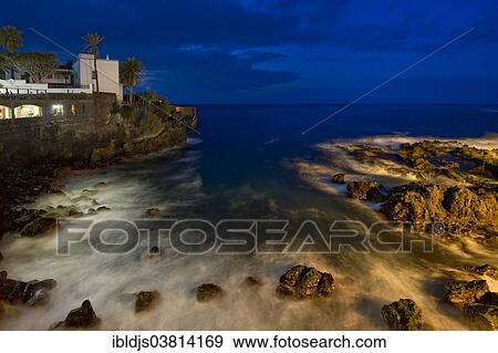 "Ocean bay in the evening, Puerto de La Cruz, Tenerife, Canary Islands, Spain, Europe" View Large Photo Image Stock Photo - "Ocean bay in the evening, Puerto de La Cruz, Tenerife, Canary Islands, Spain, Europe". Fotosearch