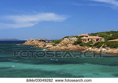 Stock Image - "Oceanfront villa, La Maddalena, Sardinia, Italy, Europe". Fotosearch