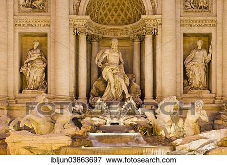 "Oceanus by Pietro Bracci, Trevi Fountain, Fontana di Trevi, design by Nicola Salvi, 1732-1762, late Baroque, Rome, Lazio, Italy, Europe" View Large Photo Image Stock Photo - "Oceanus by Pietro Bracci, Trevi Fountain, Fontana di Trevi, design by Nicola Salvi, 1732-1762, late Baroque, Rome, Lazio, Italy, Europe". Fotosearch