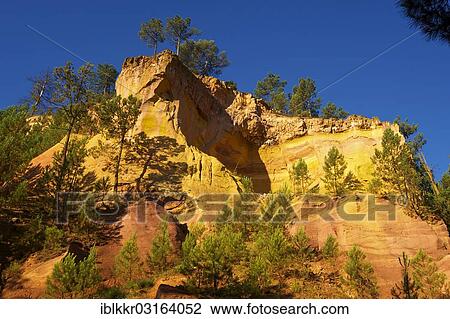 "Ocres, ochre rocks, Roussillon, Provence, Region Provence-Alpes-Cote d? ÇÖAzur, France, Europe" View Large Photo Image Stock Image - "Ocres, ochre rocks, Roussillon, Provence, Region Provence-Alpes-Cote d? ÇÖAzur, France, Europe". Fotosearch