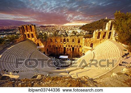 "Odeon of Herodes Atticus, an amphitheater on the slopes of the Acropolis, Athens, Central Greece, Greece, Europe" View Large Photo Image Stock Photograph - "Odeon of Herodes Atticus, an amphitheater on the slopes of the Acropolis, Athens, Central Greece, Greece, Europe". Fotosearch