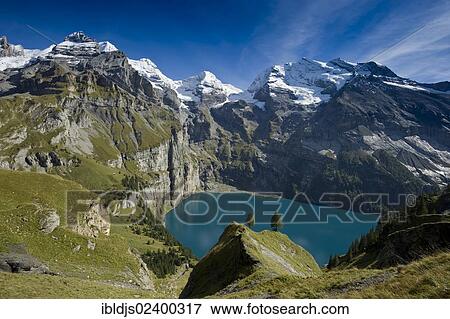 Stock Photo - "Oeschinensee lake, Kandersteg, Bernese Oberland, Canton of Bern, Switzerland, Europe". Fotosearch