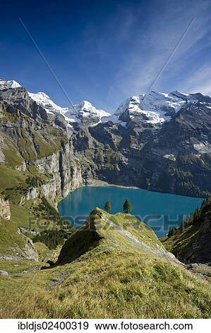 Stock Photo - "Oeschinensee lake, Kandersteg, Bernese Oberland, Canton of Bern, Switzerland, Europe". Fotosearch